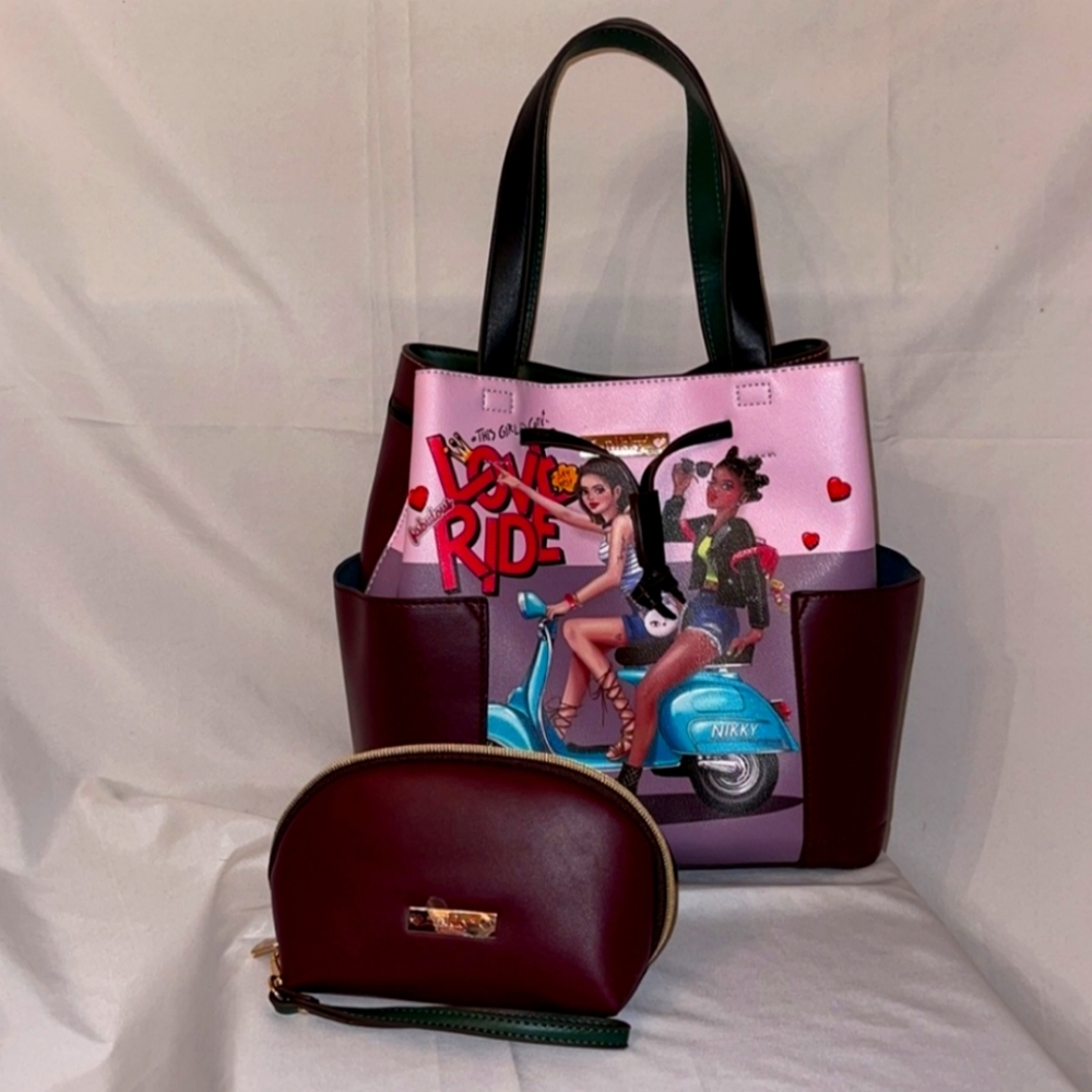 Nikky by Nicole Lee Satchel & Pouch Love Ride 2 Piece Set NWT